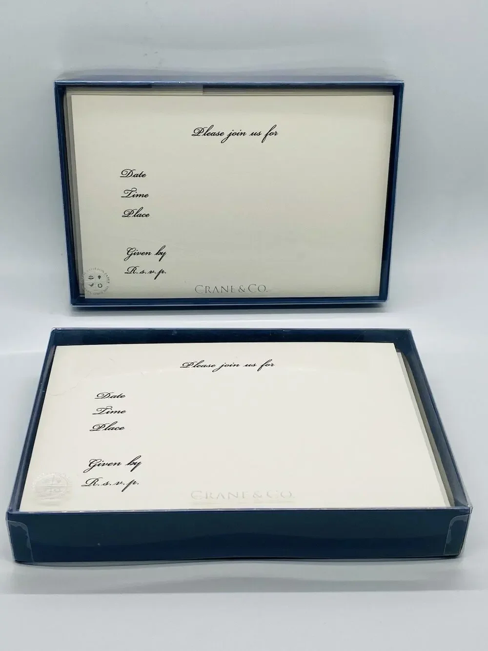 Crane & Co Hand Engraved Fill-In Invitations Cards Envelopes-17 Total Open Box